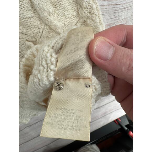 Sleeping on Snow Cable Knit Turtleneck Tunic Sweater Dress Womens M Cream Ivory - Picture 8 of 10